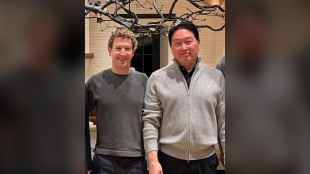 SK Group chair Chey Tae-won with Meta CEO Mark Zuckerberg in San Jose Feb 10 2026 Courtesy of SK hynix