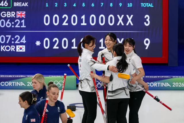 This undated file photo shows members of South Korea’s women’s curling team EPA-Yonhap