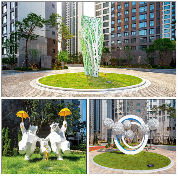 두산건설 단지 내에 설치된 예술 작품 사진두산건설