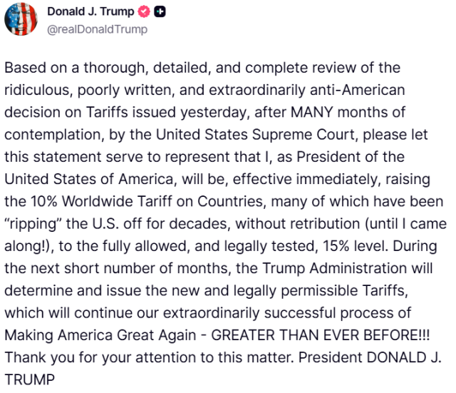 photo caption of Trump Truth Social page