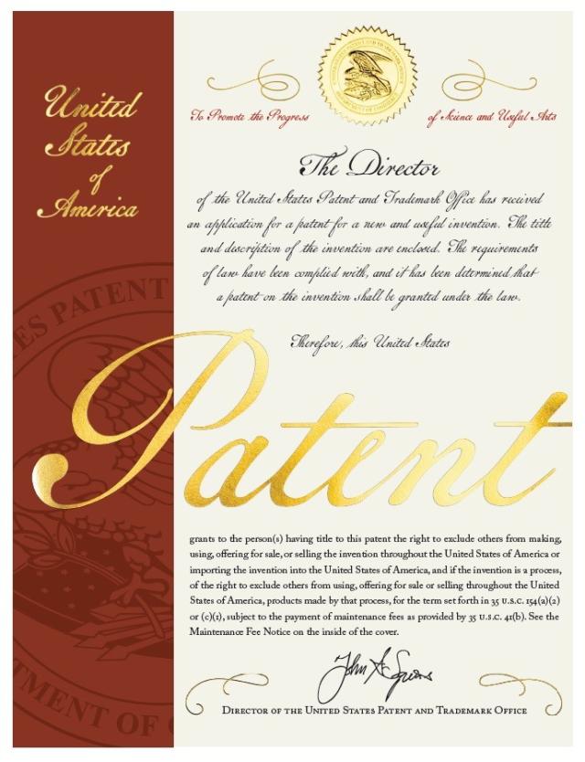 미국 특허청USPTO에 등록된 대통령경호처의 AI 기반 X-ray 위험물 검색 기법 특허증 사진대통령경호처