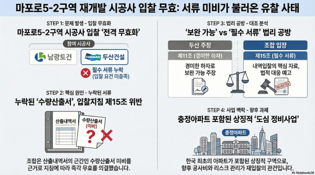 두산건설 서류 미비 판단에 입찰 무효…마포로5-2지구, 재입찰 추진