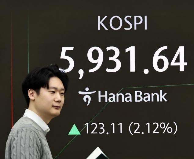 23일 서울 중구 하나은행 딜링룸 현황판에 코스피 지수 등이 표시되고 있다