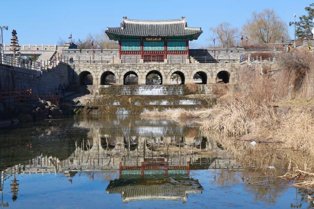 Suwons UNESCO world heritage Banghwasuryujeong Pavilion