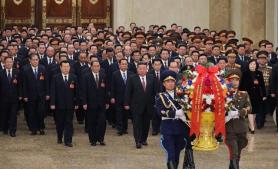 North Korean leader visits family mausoleum with newly-elected party members