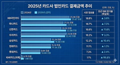 KB국민·하나카드 등 카드사, 수익성 악화 속 법인 영업 돌파구…점유율 경쟁 확대