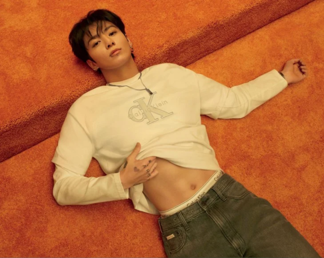 This photo provided by Calvin Klein show BTS Jungkook