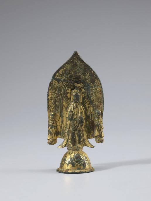 Gilt-bronze standing Bodhisattva triad