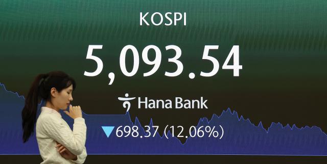 4일 서울 중구 하나은행 본점 딜링룸에 코스피가 표시돼 있다 사진연합뉴스
 