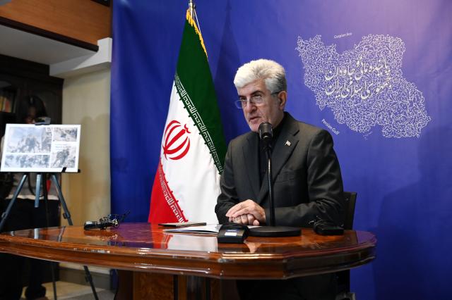 사이드 쿠제치 주한 이란대사가 5일 오전 서울 용산구 주한 이란이슬람공화국대사관에서 열린 이스라엘과 미국의 대이란 군사적 공격과 관련해 기자회견을 진행하고있다 AJP Yoo Na-hyun