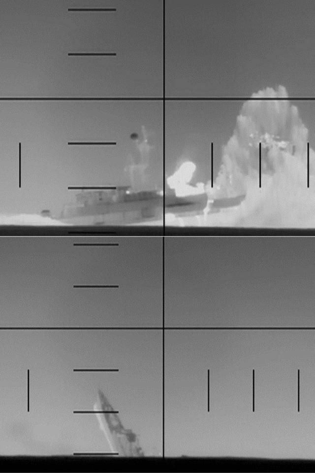 This combination of frame grabs pictures from a video released by the US Department of Defense on March 4 2026 shows what the Department of Defense says is periscope footage of a US Navy submarine firing on and sinking an Iranian warship in the Indian Ocean A US submarine torpedoed and sank an Iranian warship in the Indian Ocean Defense Secretary Pete Hegseth said Wednesday Nearly 150 were missing and several dead after the frigate IRIS Dena sank Wednesday off Sri Lanka officials said Photo by US Department of Defense  AFP  YONHAP