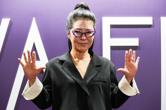 Actress Hwang Seok-jeong poses for photos at the World AI Film Festival “WAIFF Seoul 2026” held at Lotte Concert Hall in Songpa-gu, Seoul, on March 6. AJP Yoo Na-hyun 