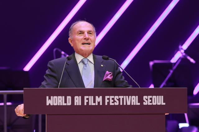 Marco Landi founder of the World AI Film Festival WAIFF delivers opening remarks at “WAIFF Seoul 2026” held at Lotte Concert Hall in Songpa-gu Seoul on March 6 Aju Business Daily Yoo Dae-gil