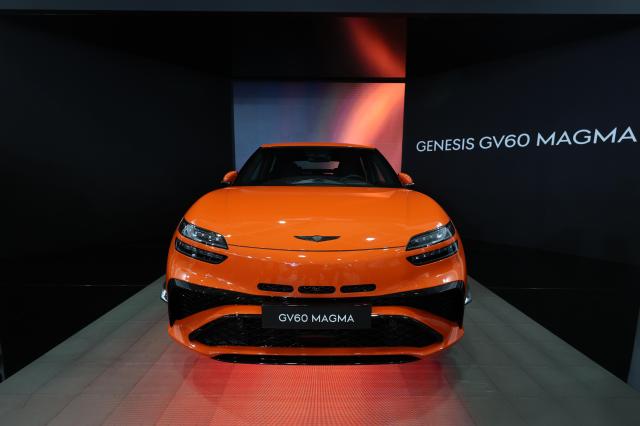 Gensis GV60 Magma on display at the 