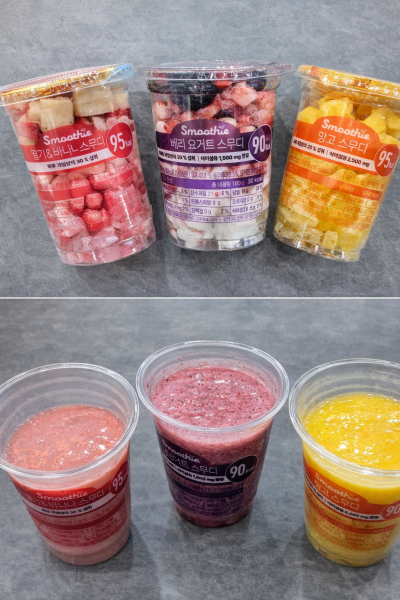 왼쪽부터 딸기바나나 스무디 베리 요거트 스무디 망고 스무디 사진홍승완 기자 