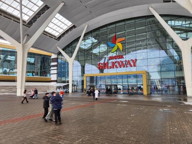 The main entrance of the Mega Silk Way mall in Astanas new district attracts customers on March 15 AJP Park Sae-jin
