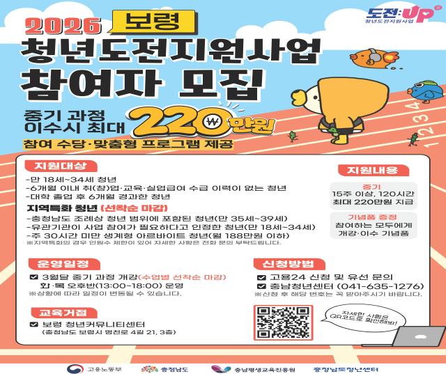 2026 충남 청년도전지원사업 보령시중기 포스터사진보령시