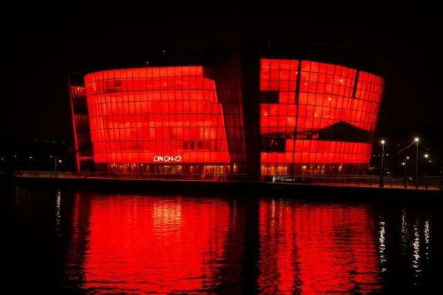 This photo provided by Seoul Metropolitan Government show Some Sevit with lights on to celebrate BTS retuen