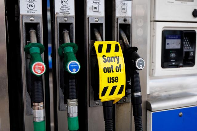 Unleaded and diesel fuel pumps at a petrol station forecourt in London Britain Mar 13 2026 Disruptions to oil shipping routes due to the closure of the Strait of Hormuz in the wake of US and Israeli military strikes on Iran and retaliatory attacks by Iran have led to a surge in fuel prices at UK petrol stations Economists warn that this increase could raise inflation and reduce consumer spending EPA-Yonhap 