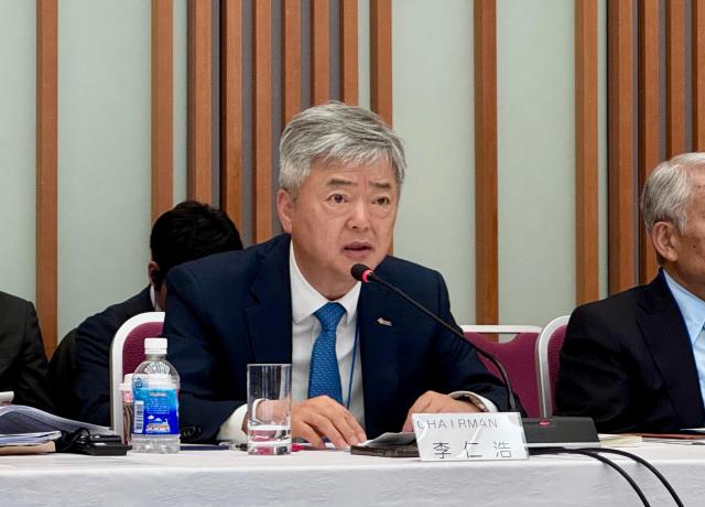 이인호 한국무역협회KITA 부회장이 16일 일본 도쿄 경단련회관에서 열린 제26회 한일 신산업 무역회의 개회사를 전하고 있다 사진한국무역협회