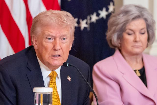 President Donald speaks during a board meeting of the John F Kennedy Memorial Center For The Performing Arts in the East Room of the White House Monday March 16 2026 in Washington APYonhap