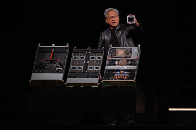 Jensen Huang during the keynote speech at GTC 2026 AP-Yonhap