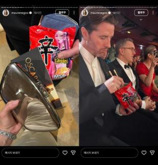 아카데미 시상식장서 포착된 신라면…케데헌 2관왕에 협업 제품도 주목