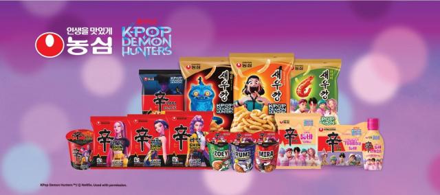 넷플릭스 콘텐츠 케이팝 데몬 헌터스 캐릭터를 입힌 농심 제품 이미지 사진농심