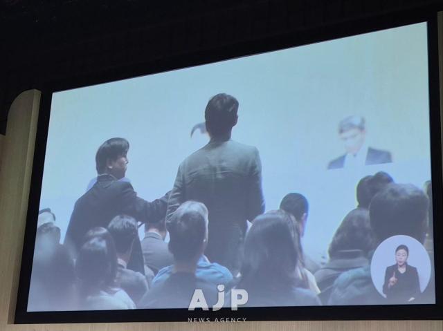 A shareholder asks a question to the Samsung Electronics board during a QA session AJP Candice Kim