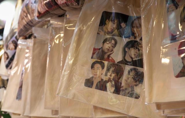 Various unofficial goods are being sold throughout Seoul City as BTS Comeback concert approaches March 19 2026 AJP Yoo Na-hyun