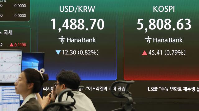 20일 오전 서울 중구 하나은행 본점 딜링룸 모습 사진연합뉴스