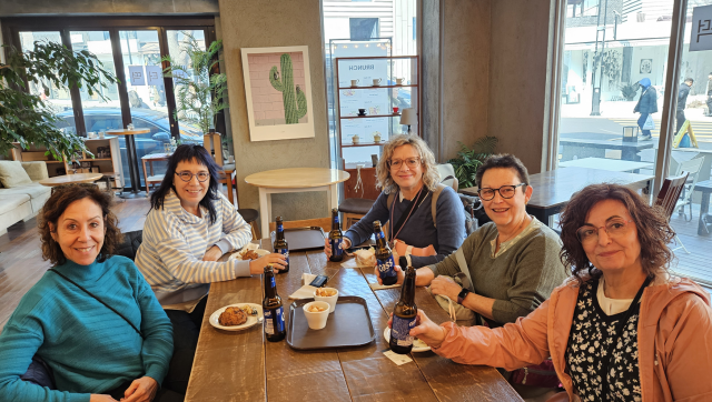 Visitors from Spain pose for a photo at a café in Bukchon Seoul on March 20 2026 AJP Ryu Yuna