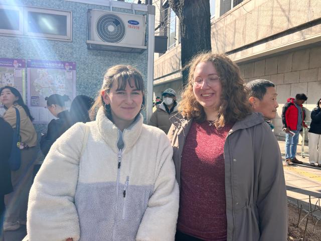 Clare L 32 flew from UK and Chrisitna R 30 from Germany to be at the scene for the BTS concert in Seoul Joonha Yoo AJP