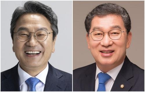 강기정 후보와 신정훈 후보 사진각 후보캠프