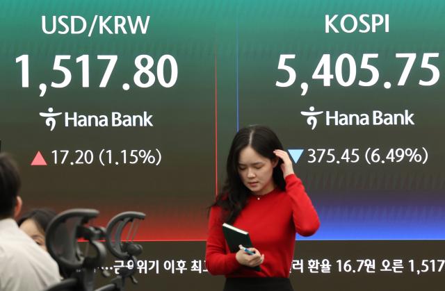  23일 서울 중구 하나은행 본점 딜링룸 전광판에 환율과 코스피가 표시돼있다 