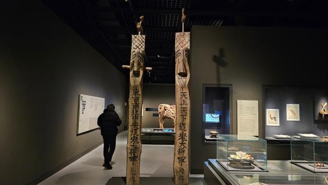 Interior view of the National Folk Museum where jangseung—traditional Korean wooden totem poles typically placed at village entrances as guardians believed to ward off evil spirits—are on display AJP Lee Jung-woo 