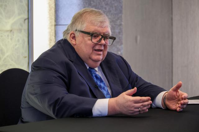 Agustín Carstens former general manager of the Bank for International Settlements BIS speaks during an interview with AJP at The Plaza Hotel in Jung-gu central Seoul on March 24 AJP Yoo Na-hyun