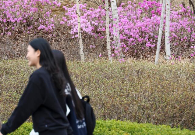 Students walk across the field at Yonsei University in Seodaemun District Seoul enjoying the mild spring weather on March 30 AJP Yoo Na-hyun 20260330