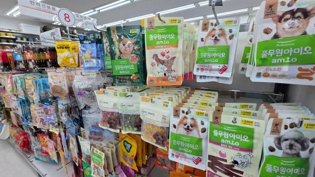 서울의 한 다이소 매장의 펫푸드 코너 사진김현아 기자