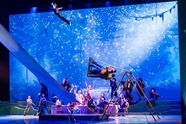 Circus artists perform a Russian swing act during Everland’s ‘Wings of Memory.’