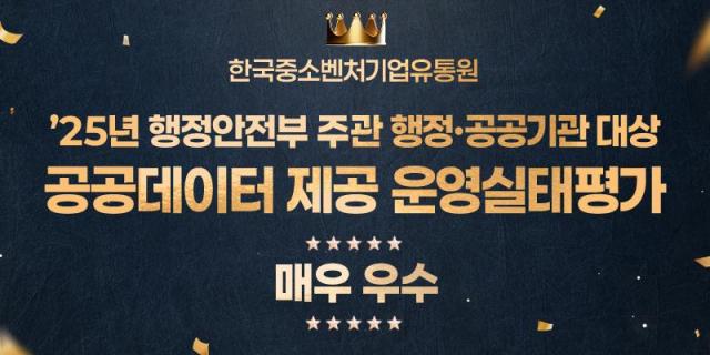 한국중소벤처기업유통원이 공공데이터 제공 운영실태 평가에서 매우 우수 등급을 달성했다 자료한유원