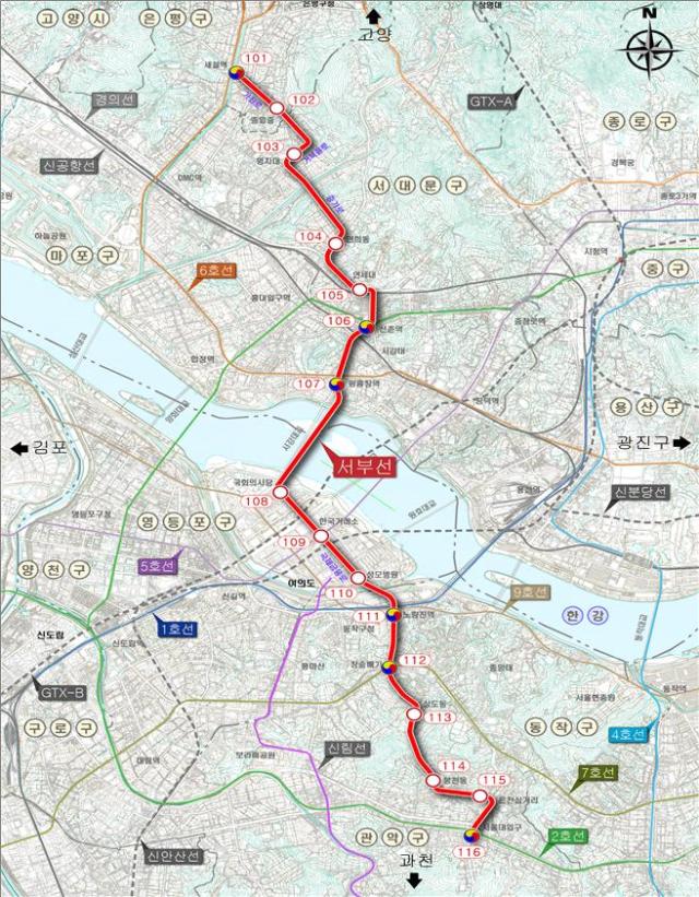 서부선 도시철도 노선도 사진서울시