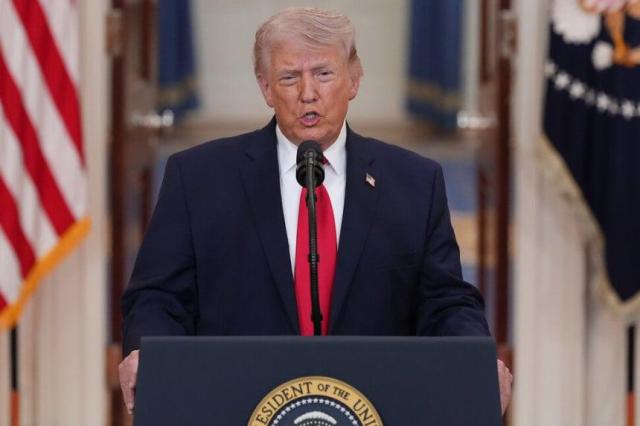 US President Donald Trump speaks on the war with Iran at the Cross Hall of the White House in Washington on April 1 local time Courtesy of Yonhap News Agency  AP 