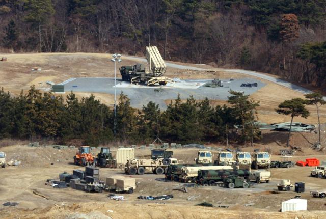 A launcher at a US Terminal High Altitude Area Defense THAAD battery is seen at the base in Seongju North Gyeongsang Province South Korea on March 5 2026 Yonhap