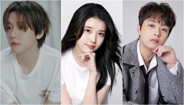 왼쪽부터 가수 백현 아이유 이찬원 사진INB100 EDAN엔터테인먼트 티엔엔터테인먼트