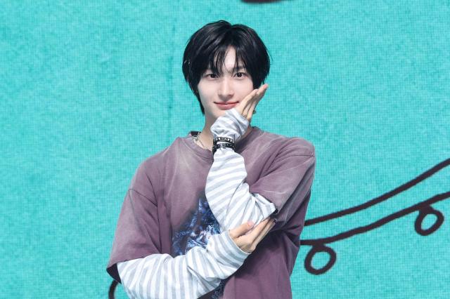 Donghwa of K-pop group KickFlip performs a new track during a showcase for the group’s fourth mini album “My First Kick” at Yes24 Live Hall in Gwangjin-gu Seoul on April 6 2026 AJP Yoo Na-hyun 20260406