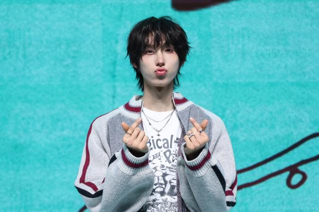 Juwang of K-pop group KickFlip performs a new track during a showcase for the group’s fourth mini album “My First Kick” at Yes24 Live Hall in Gwangjin-gu Seoul on April 6 2026 AJP Yoo Na-hyun 20260406