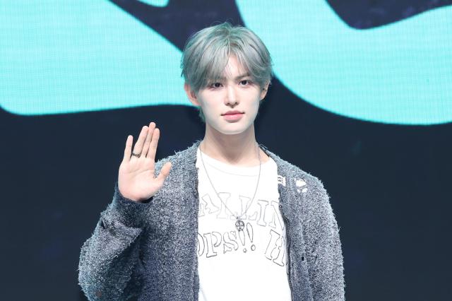 Minje of K-pop group KickFlip performs a new track during a showcase for the group’s fourth mini album “My First Kick” at Yes24 Live Hall in Gwangjin-gu Seoul on April 6 2026 AJP Yoo Na-hyun 20260406
