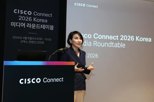 시스코코리아 최지희 대표가 시스코 커넥트 2026 코리아 미디어 라운드테이블에서 환영사를 하고 있다.