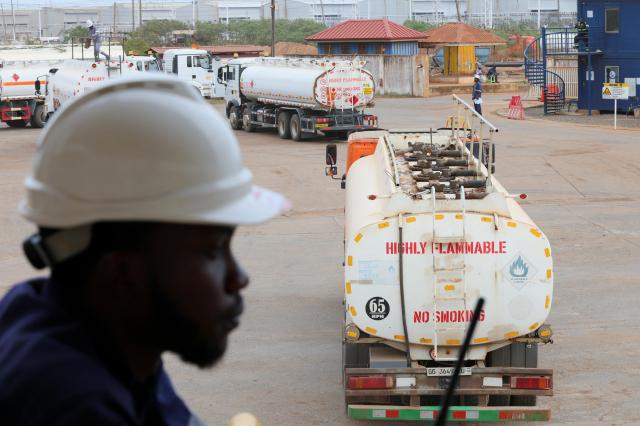 Oil tankers line up to load fuel at the Tema Fuel Company facility in Tema Ghana April 1 2026 Reuters-Yonhap 